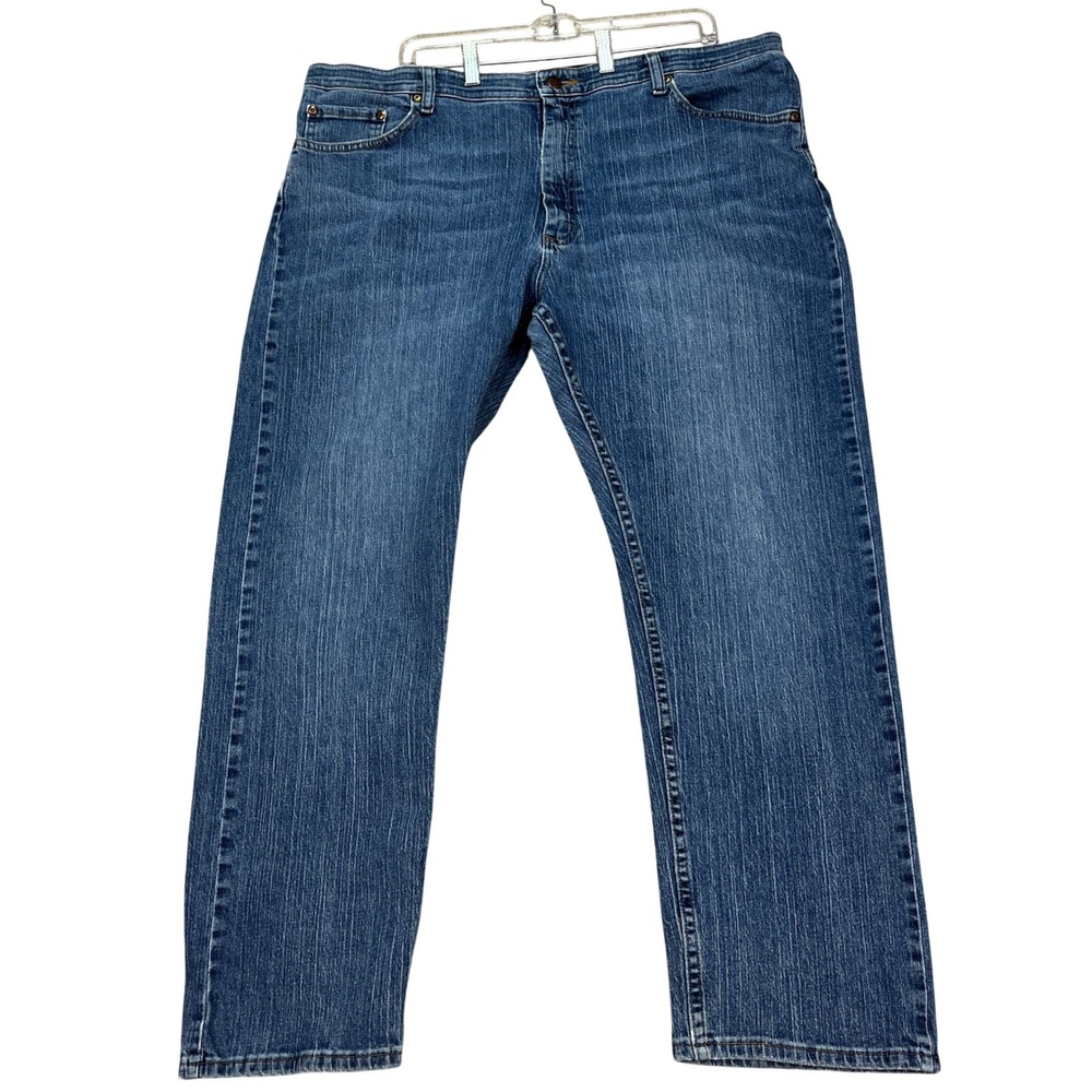 Wrangler Authentics Jeans Men 40x30 Medium Wash Straight Leg 5 Pocket Distressed